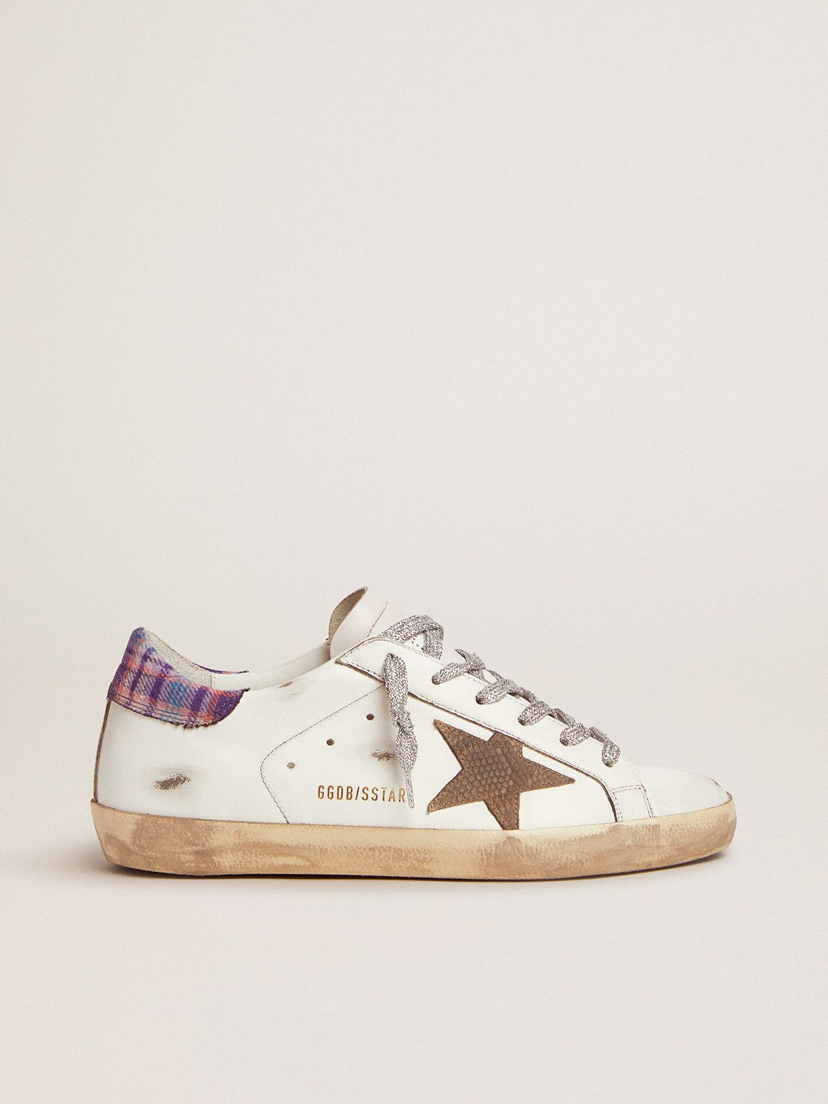 Sup-S sneakers with colored jacquard heel tab and snake-print suede star