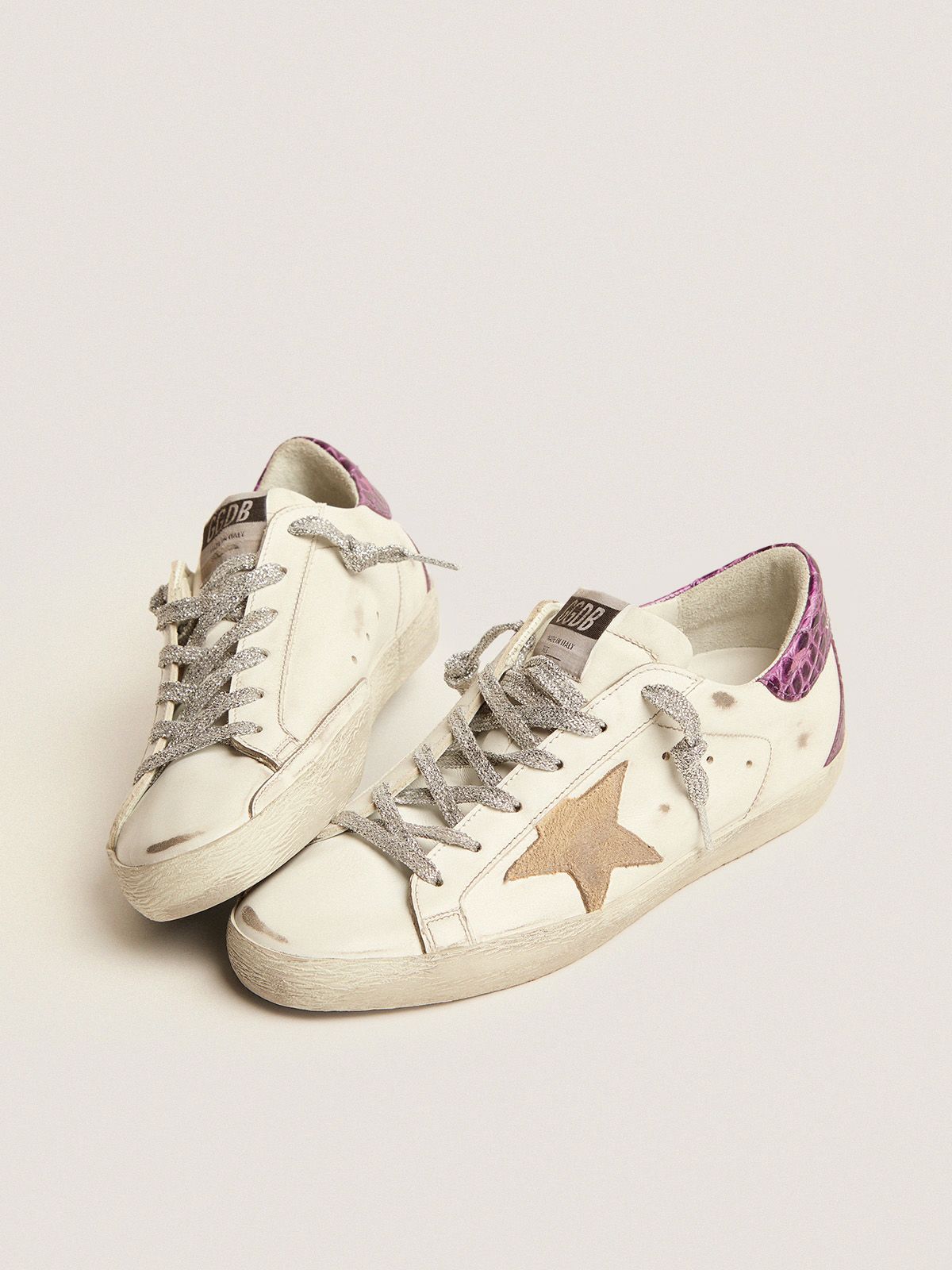 Sup-S LTD sneakers with purple crocodile-print leather heel tab