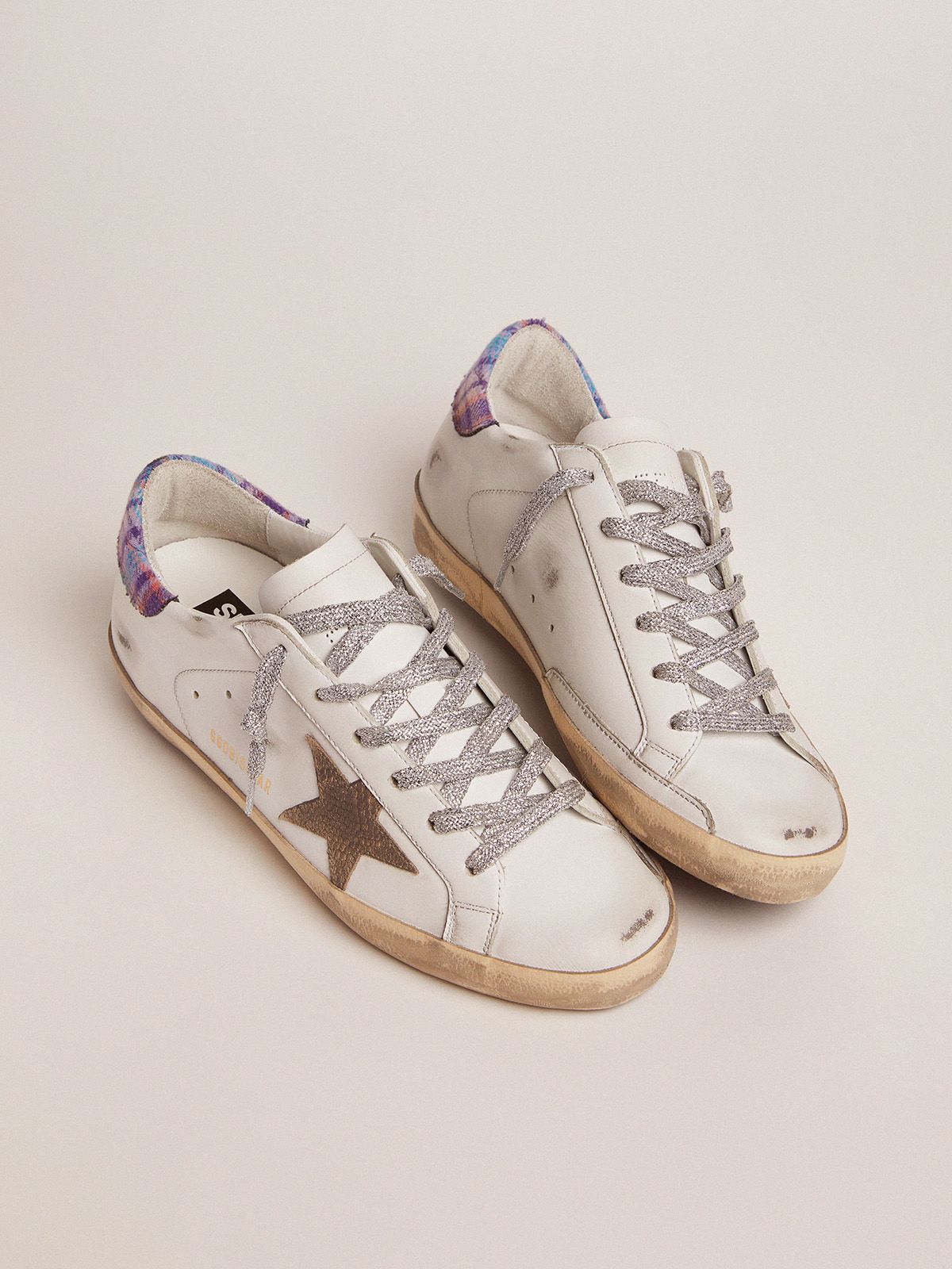 Sup-S sneakers with colored jacquard heel tab and snake-print suede star