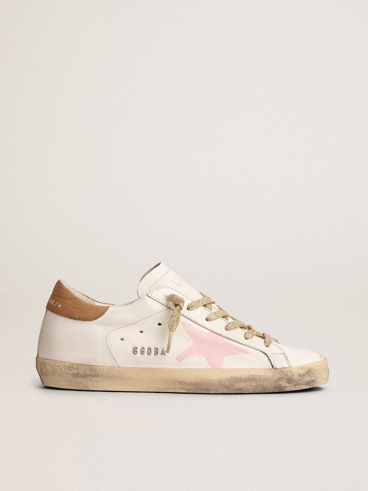Sup-S LTD sneakers with pink screen printed star and snake-print leather heel tab
