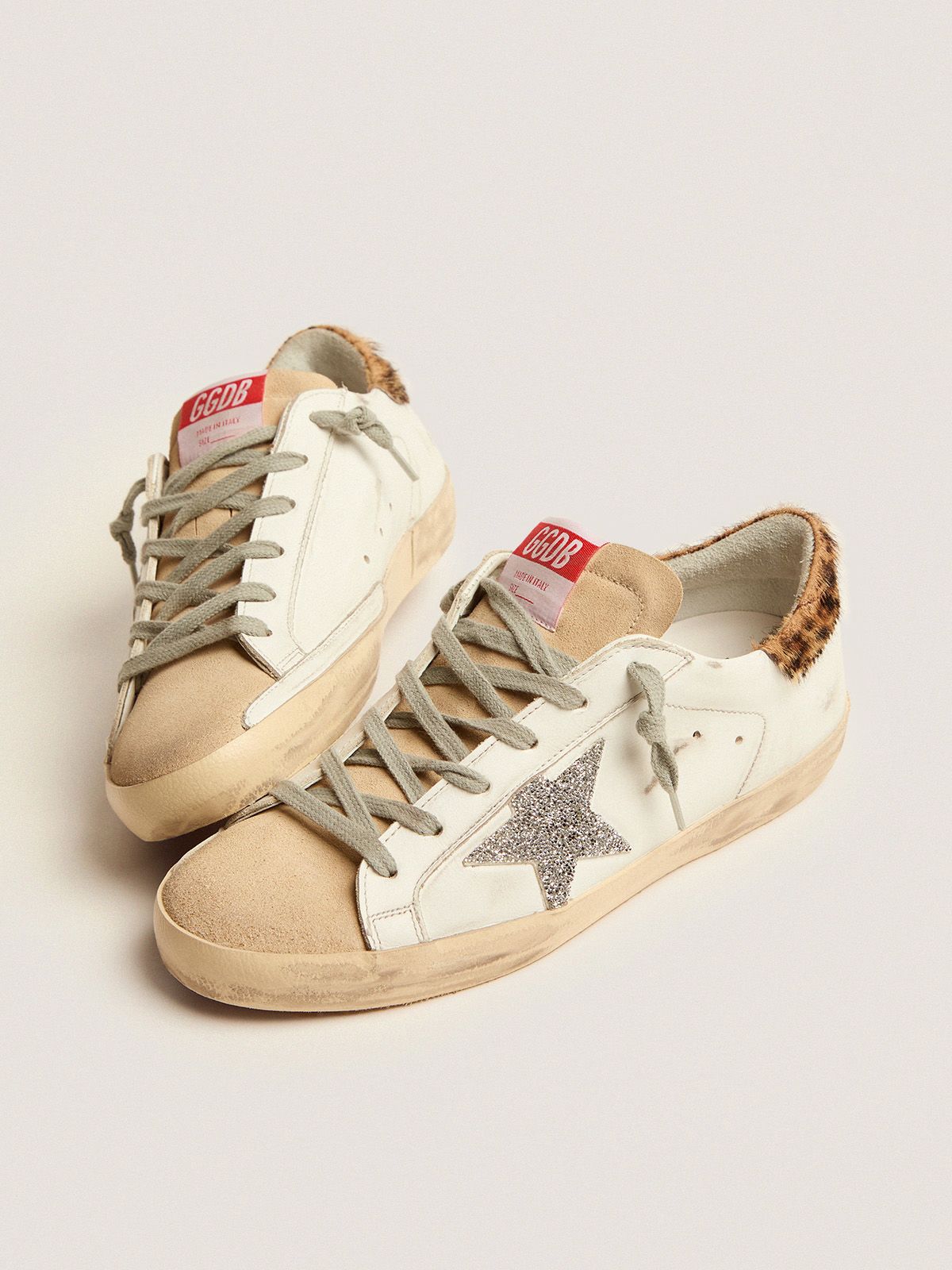 Sup-S sneakers with leopard-print pony skin heel tab and Swarovski crystal star