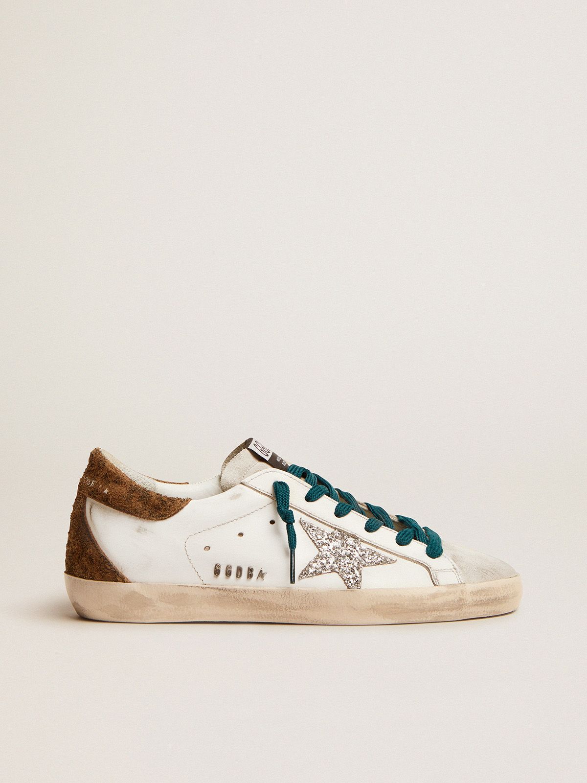 Sup-S sneakers with silver glitter star and leopard-print suede heel tab